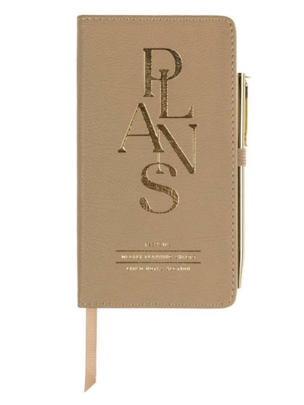 FRINGE STUDIO NWT Faux Leather Weekly Planner & Pen Set 3.63" × 6.88" Beige